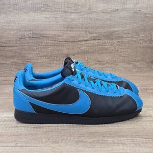 Nike iD Cortez Classic Men's Size 11.5 Black Blue Leather Sneakers (AQ2708-997)